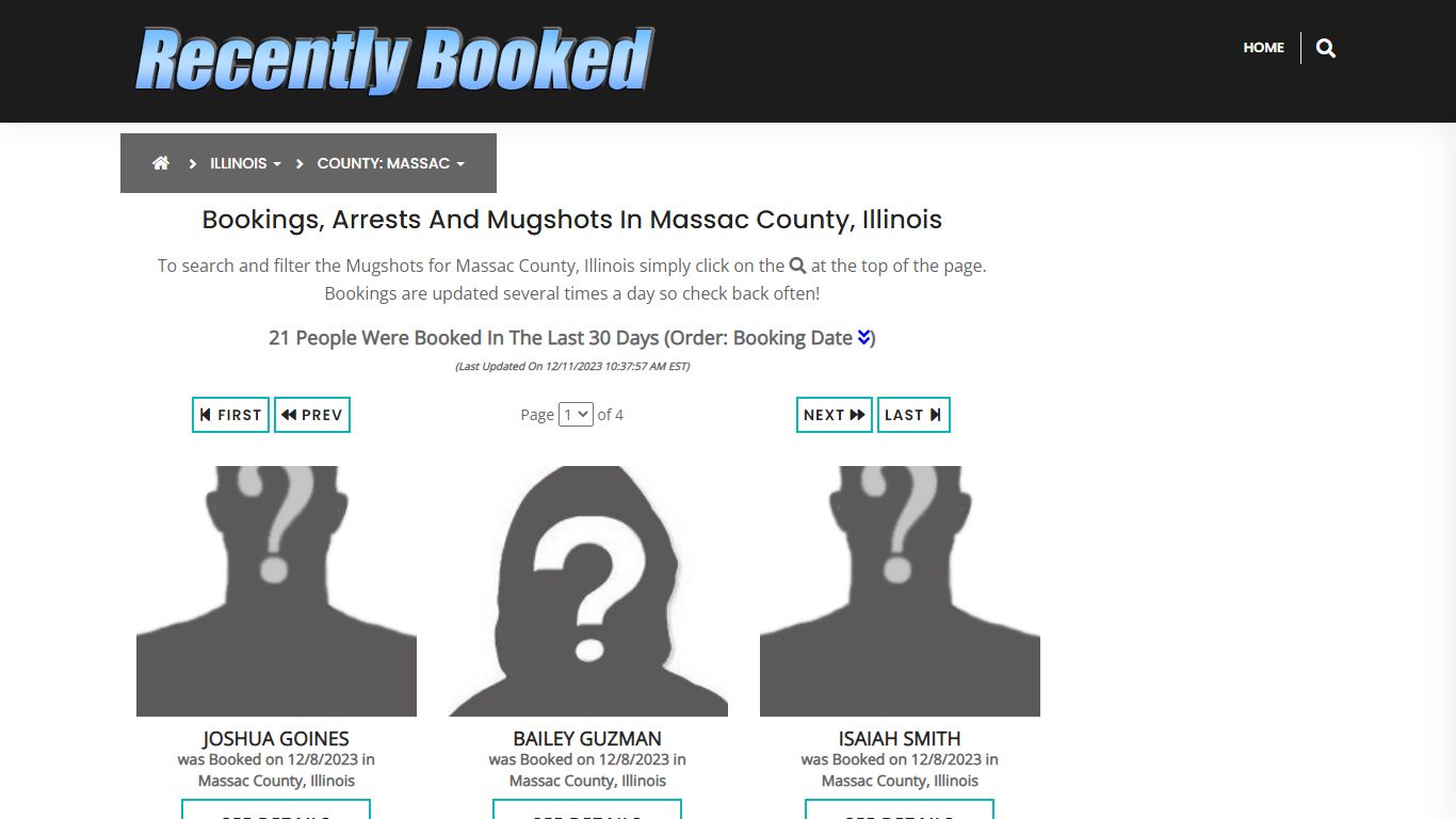Recent bookings, Arrests, Mugshots in Massac County, Illinois